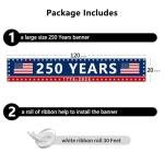 Probsin 250th Anniversary Banner 120" x 20" Freedom 250 Years Birthday 1776-2026 American Flag Patriotic Party Supplies Home Decorations for Outdoor, Indoor, Yard, Garden, Porch, Lawn