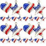 LUOZZY 24 PCS 4 of July Charms for Jewerly Making Star Heart-Shaped American Flag Charms Patriotic Enamel Charms Independence Day Decoration