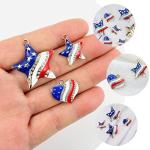 LUOZZY 24 PCS 4 of July Charms for Jewerly Making Star Heart-Shaped American Flag Charms Patriotic Enamel Charms Independence Day Decoration