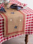 DII 4th of July Tabletop Collection, Table Runner, 15x74", Patriotic Jute