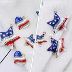 LUOZZY 24 PCS 4 of July Charms for Jewerly Making Star Heart-Shaped American Flag Charms Patriotic Enamel Charms Independence Day Decoration