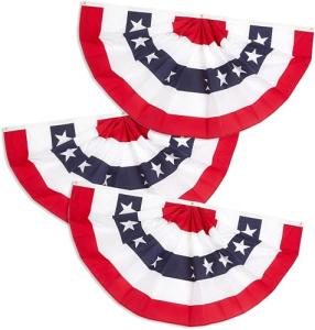 3-Pack American Flags Bunting for Patriotic Decor