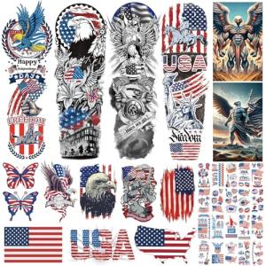USA Flag Temporary Tattoo Sleeve for Celebrations