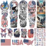 USA Flag Temporary Tattoo Sleeve for Celebrations