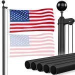 Flag Pole for Outside In Ground, 20FT Sectional Flag Pole Kit, Extra Thick 14 Gauge Heavy Duty Aluminum Flagpole, Outdoor Flag Poles with 3x5 American Flag for Yard, Residential or Commercial