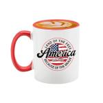 Veracco Land Of The Free America Est 1776 Because Of The Brave Coffee Mug 4th Of July Gift Patriotic Veteran Appreciation USA Pride for Military Independence Day (Red, 11oz)