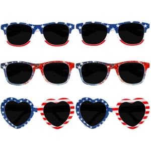 American Flag Sunglasses - UV Protective Patriotic Eyewear for Men & Women - Stylish Lightweight Frame Sunglasses for 4th of July Party Celebrations Independence Day Liberty Red White & Blue Design