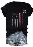 American Flag Patriotic T-Shirt Women 4th of July Gift Shirt USA Flag Stars Stripes Graphic Short Sleeve Casual Tops(Picture-003,L)