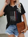 American Flag Patriotic T-Shirt Women 4th of July Gift Shirt USA Flag Stars Stripes Graphic Short Sleeve Casual Tops(Picture-003,L)