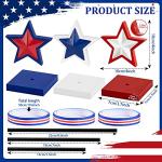 3 Pieces 4th of July Tiered Tray Decor Wood Star Set, Memorial Day Table Decorations, Rustic Patriotic Table Decorations, Red White and Blue Decorations for Home Tables(Classic)