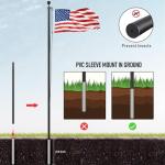 Flag Pole for Outside In Ground, 20FT Sectional Flag Pole Kit, Extra Thick 14 Gauge Heavy Duty Aluminum Flagpole, Outdoor Flag Poles with 3x5 American Flag for Yard, Residential or Commercial