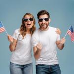 American Flag Sunglasses - UV Protective Patriotic Eyewear for Men & Women - Stylish Lightweight Frame Sunglasses for 4th of July Party Celebrations Independence Day Liberty Red White & Blue Design