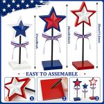3 Pieces 4th of July Tiered Tray Decor Wood Star Set, Memorial Day Table Decorations, Rustic Patriotic Table Decorations, Red White and Blue Decorations for Home Tables(Classic)