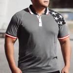 KUFORES Men's Short Sleeve Stars USA Flag Polo Patriotic Golf T-Shirt 4th July Independence Day Summer Fashion Casual Top Raglan Tees Quick Dry Athletic Muscle Shirts Grey XL