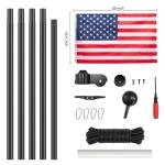 Flag Pole for Outside In Ground, 20FT Sectional Flag Pole Kit, Extra Thick 14 Gauge Heavy Duty Aluminum Flagpole, Outdoor Flag Poles with 3x5 American Flag for Yard, Residential or Commercial