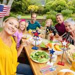 3 Pieces 4th of July Tiered Tray Decor Wood Star Set, Memorial Day Table Decorations, Rustic Patriotic Table Decorations, Red White and Blue Decorations for Home Tables(Classic)