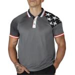 KUFORES Men's Short Sleeve Stars USA Flag Polo Patriotic Golf T-Shirt 4th July Independence Day Summer Fashion Casual Top Raglan Tees Quick Dry Athletic Muscle Shirts Grey XL