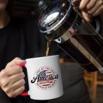 Veracco Land Of The Free America Est 1776 Because Of The Brave Coffee Mug 4th Of July Gift Patriotic Veteran Appreciation USA Pride for Military Independence Day (Red, 11oz)