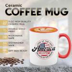 Veracco Land Of The Free America Est 1776 Because Of The Brave Coffee Mug 4th Of July Gift Patriotic Veteran Appreciation USA Pride for Military Independence Day (Red, 11oz)