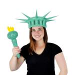 Beistle Inflatable Statue of Liberty Crown & Torch, Patriotic Party Accessories, 4th July Outfit for Parades Events, Crown—22¼" Torch—17½"