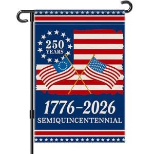 America 250th Anniversary Garden Flag, 1776-2026 USA 250 Years Banner 4th of July Patriotic Yard Sign Double-Sided Waterproof Flag 12x18 Inch