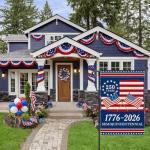 America 250th Anniversary Garden Flag, 1776-2026 USA 250 Years Banner 4th of July Patriotic Yard Sign Double-Sided Waterproof Flag 12x18 Inch