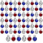 Hicarer 72 Pcs Crystal Birthstone Charms 4th of July Patriotic Charms for Jewelry Making Necklace Bracelet Earring Independence Day DIY Beads Pendant Crystal for Women, 7 mm(Red, Blue, White)