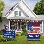 America 250th Anniversary Garden Flag, 1776-2026 USA 250 Years Banner 4th of July Patriotic Yard Sign Double-Sided Waterproof Flag 12x18 Inch