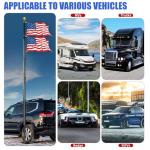 Fanmoss Tailgate Flag Pole and Base Kit, Telescoping RV Flag Pole with Thickened Aluminum Construction and Dual Flag Mount， Universal Vehicle Compatibility for Pickup SUV Sedan