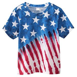 DDSOL Kids Boys T-Shirts American Flag Shirts 4th of July Toddler Short Sleeve Patriotic Tops Tees Clothes 8 Years