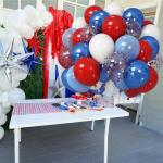 Red White Blue Balloons, 12 Inch Pearl Metallic Blue Red White Confetti Latex Helium Balloon for Royal Patriotic Platinum Jubilee Baseball Nautical Birthday Baby Shower Graduation Party Decorations