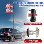 Fanmoss Tailgate Flag Pole and Base Kit, Telescoping RV Flag Pole with Thickened Aluminum Construction and Dual Flag Mount， Universal Vehicle Compatibility for Pickup SUV Sedan