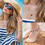 Hicarer 72 Pcs Crystal Birthstone Charms 4th of July Patriotic Charms for Jewelry Making Necklace Bracelet Earring Independence Day DIY Beads Pendant Crystal for Women, 7 mm(Red, Blue, White)