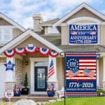 America 250th Anniversary Garden Flag, 1776-2026 USA 250 Years Banner 4th of July Patriotic Yard Sign Double-Sided Waterproof Flag 12x18 Inch