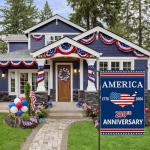 250 Anniversary Garden Flag, America 250th Anniversary Banner USA 4th of July Patriotic Freedom Yard Sign Double-Sided Waterproof Flag 12x18 Inch