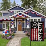 250 Years America Garden Flag, 1776-2026 USA 250th Anniversary Banner 4th of July Patriotic Yard Sign Double-Sided Waterproof Flag 12x18 Inch