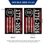 250 Years America Garden Flag, 1776-2026 USA 250th Anniversary Banner 4th of July Patriotic Yard Sign Double-Sided Waterproof Flag 12x18 Inch
