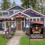 America 250th Anniversary Garden Flag, USA 250 Years Banner Patriotic Freedom Yard Sign Double-Sided Waterproof Flag 12x18 Inch