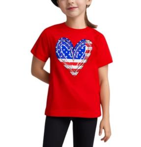 American Flag Shirt Toddler Boys Girls USA Flag Shirts Kids 4th of July T-Shirt Patriotic Tee Tops Outfits 3-10years