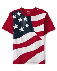 The Children's Place Boys' Short Sleeve Graphic T-Shirt Seasonal, American Flag, Large