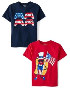 The Children's Place,Boys,All Holidays Short Sleeve Graphic T-Shirts,Multipacks,American Game/Hot Dog 2-Pack,Medium