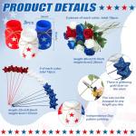 Pickmesh 34 Pcs 4th of July Decorations Patriotic Mason Jar Table Centerpiece with Flowers Star Ornaments Red Blue White Mason Jars Decor Memorial Day Independence Day Party Table Decorations Gift