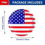 50Pcs 4th of July Paper Plates,4th of July Themed American Flag Patriotic Party Supplies,7inch American Flag Paper Plates,for Patriotic Party Veterans Memorial Day 4th of July Independence Day Decor
