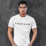 Freedom Shirt – Simple Freedom Text T Shirt for Men & Women Patriotic Men's Tshirts Graphic Tee Red Medium