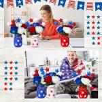 Pickmesh 34 Pcs 4th of July Decorations Patriotic Mason Jar Table Centerpiece with Flowers Star Ornaments Red Blue White Mason Jars Decor Memorial Day Independence Day Party Table Decorations Gift