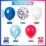 Red White Blue Balloons, 60pcs Pearl Navy Light Blue Matte Red White Confetti Helium Latex Balloons for Patriotic Veterans Memorial Day Baseball Nautical Theme Birthday Baby Shower Party Decorations