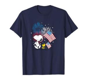 Snoopy & Woodstock Flag Fireworks T-Shirt