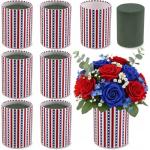 Acellegic 6 Set Patriotic Table Centerpieces Patriotic Vases with Removable Foam Blocks Red White and Blue Flower Box Cardboard Vases for Flowers Mason Jars Utensil Holder for Kitchen Home 4th of July