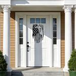 Zckjnoi American Eagle Metal Wall Art with Flag Design, Matte Black Eagle Head Wall Decor for Living Room, Outdoor, Office, 4th of July, Patriotic Home Decor, Metal Art for USA Flag Lovers 17 * 10 In