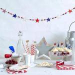 5.2 FT Patriotic Star Beaded Garland – Red White Blue Felt Star & Wooden Bead Banner, Rustic Farmhouse 4th of July Decorations for Shelf, Mantel, Fireplace, Wall, Memorial Day & Independence Day Decor